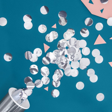 Confettis ronds gris argent - Décoration de table métallisée