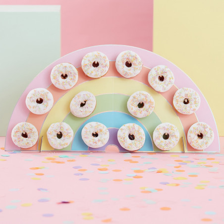 Mur à Donuts Arc-en-ciel - Cadre de présentation Gourmandises Sweet table