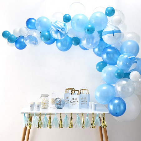 Kit pour Guirlande de Ballons Organiques - Bleu et Blanc