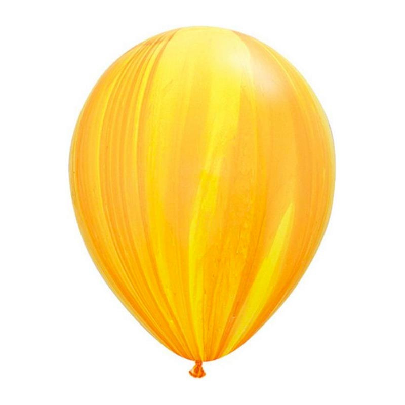 Ballons latex effet marbré jaune et orange - Décoration de fête