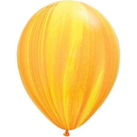 Ballons latex effet marbré jaune et orange - Décoration de fête