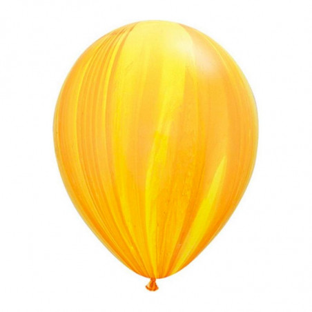 Ballons latex effet marbré jaune et orange - Décoration de fête