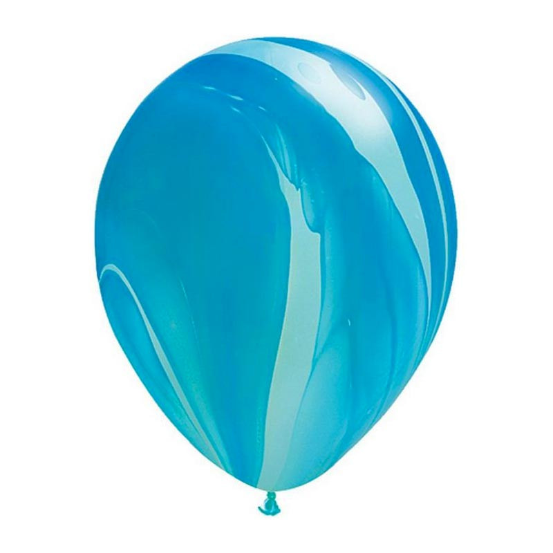 Ballons latex effet marbré bleu - Décoration de fête