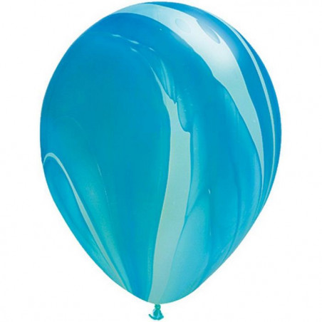 Ballons latex effet marbré bleu - Décoration de fête