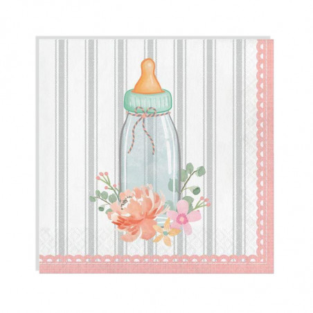 Grandes Serviettes Baby Shower Florale - Fleurs et Eucalyptus