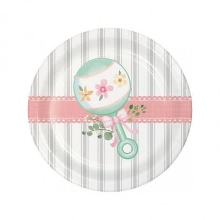 Petites Asssiettes Baby Shower Florale - Fleurs et Eucalyptus