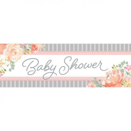 Banderole Géante Baby Shower Florale - Fleurs et Eucalyptus