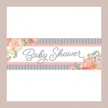 Banderole Géante Baby Shower Florale - Fleurs et Eucalyptus