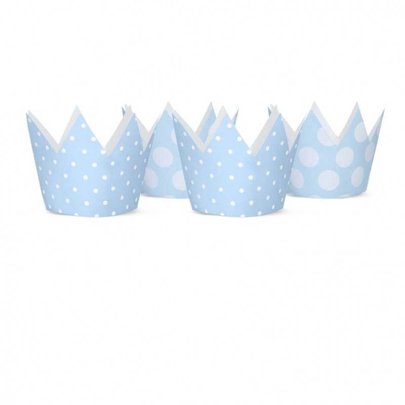 4 Couronnes & Macarons Premier Anniversaire Bleu à Pois