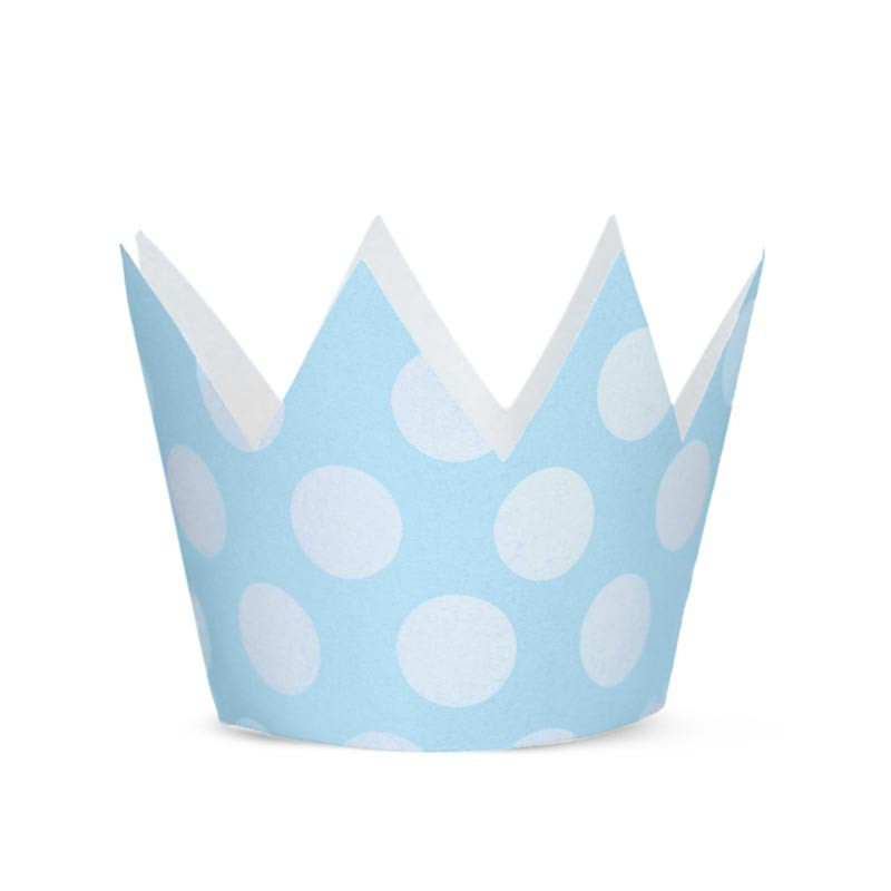 4 Couronnes & Macarons Premier Anniversaire Bleu à Pois