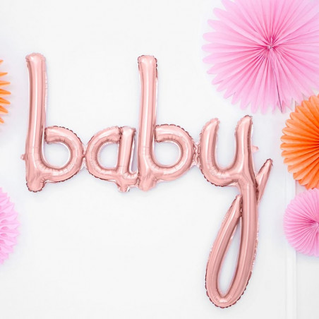 Ballon Géant Hello Rose Cuivré Gold Hello World Baby Shower 