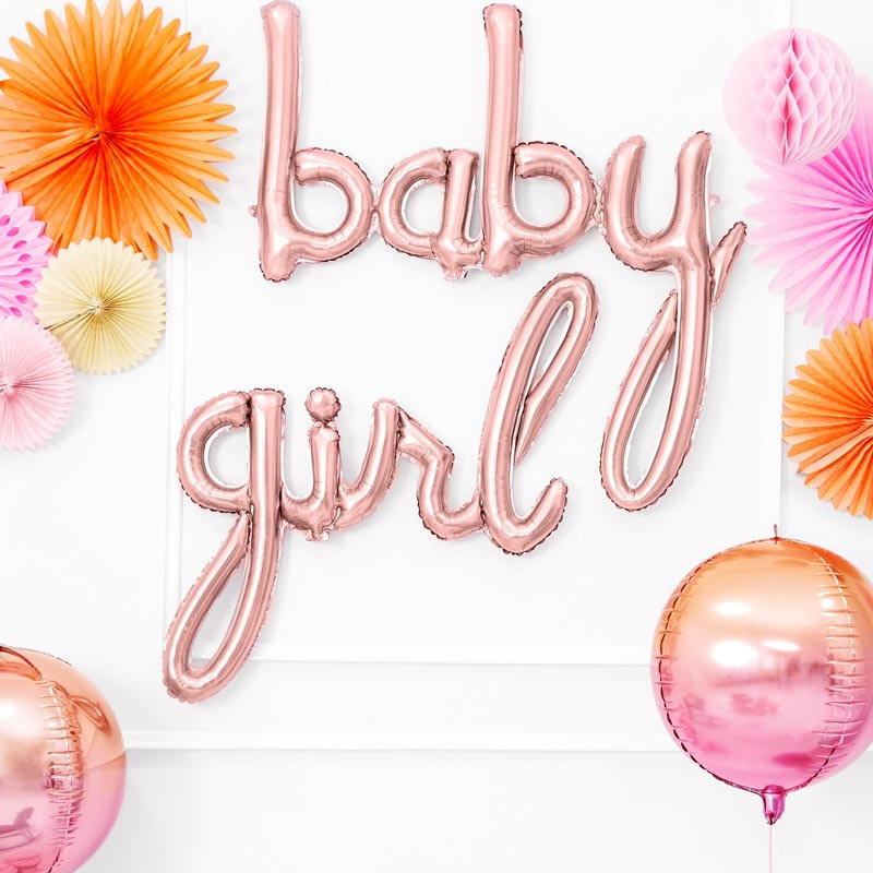 Ballon Géant "Girl" Rose Cuivré Gold Baby Shower