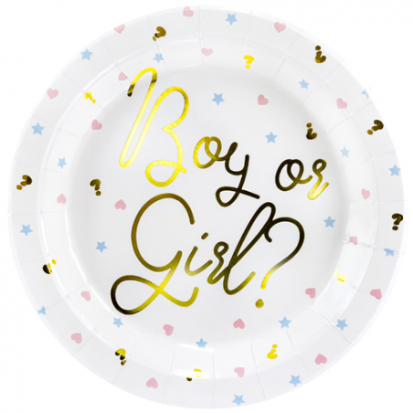 Petites Assiettes en Papier Gender Reveal Boy or Girl ?