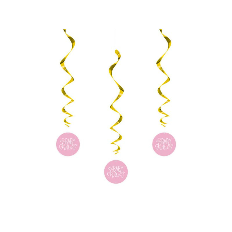 3 Guirlandes à Suspendre Baby Shower Rose