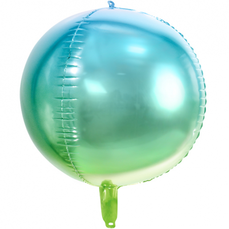 Ballon Miroir Ombré Bleu Vert Lagon Fête - Ballon Orb