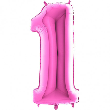 Ballon Géant Chiffre Alu Rose 1 An Fête Anniversaire Fille