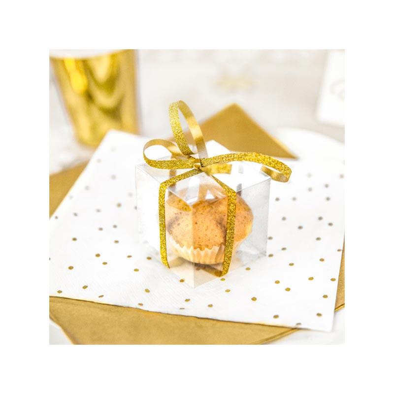 Grandes serviettes blanches à pois dorés - Vaisselle jetable