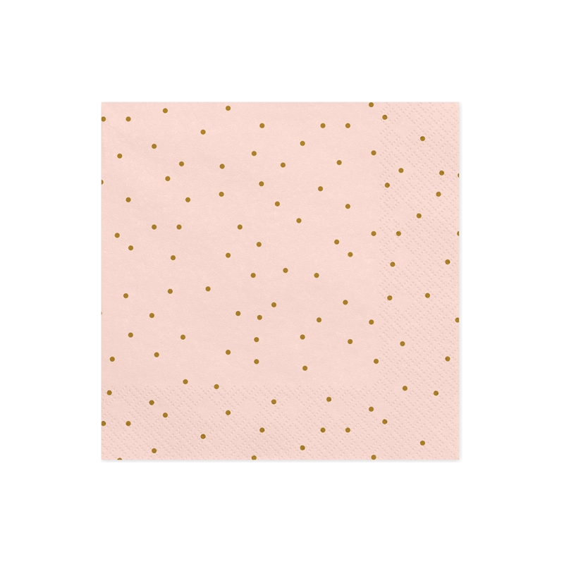 20 Serviettes A Pois Rose et Doré - Anniversaire pour Enfants