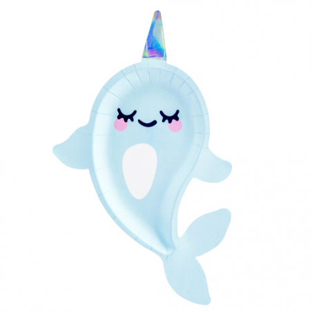 Assiettes Petite Baleine Holographiques - Anniversaire pour enfants