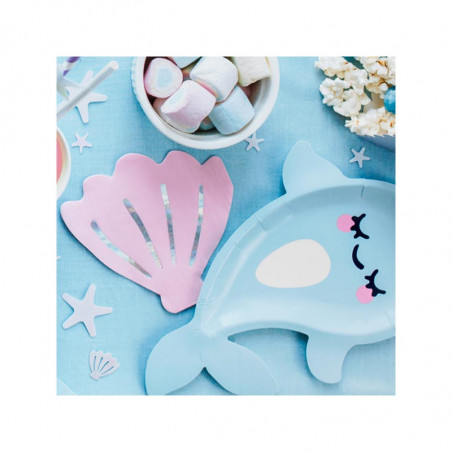 Serviettes Coquillage Rose Pastel Petite Baleine Holographiques - Anniversaire pour enfants Serviettes Coquillage Rose Pastel Petite Baleine Holographiques - Anniversaire pour enfants