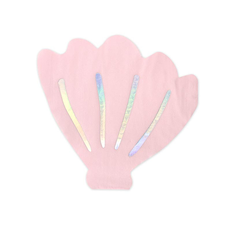 Serviettes Coquillage Rose Pastel Petite Baleine Holographiques - Anniversaire pour enfants