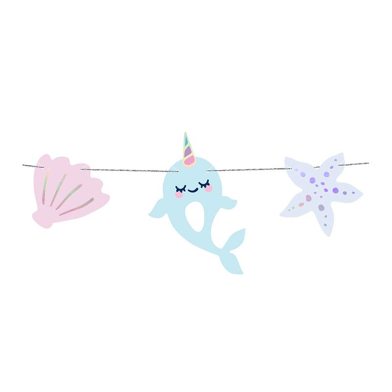 Banderole Décoration Thème Petite Baleine Holographiques - Anniversaire pour enfants