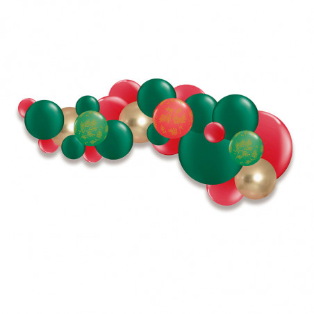 Guirlande de ballons organiques Noël Vert Rouge Doré