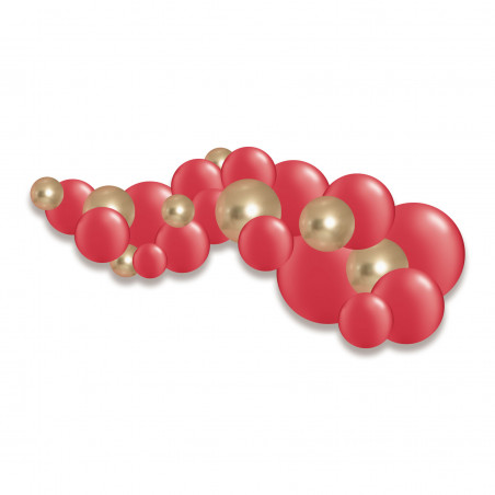 Guirlande de ballons organiques Noël Rouge Doré Chromé