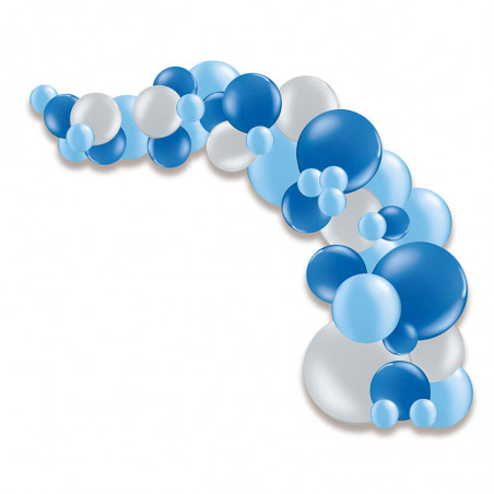 Guirlande de ballons organiques Noël - Argent et bleu Guirlande de ballons organiques Noël - Argent et bleu