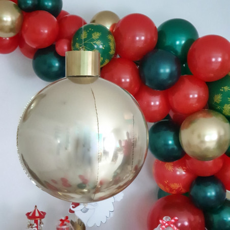 Guirlande de ballons organiques Noël Vert Rouge Doré