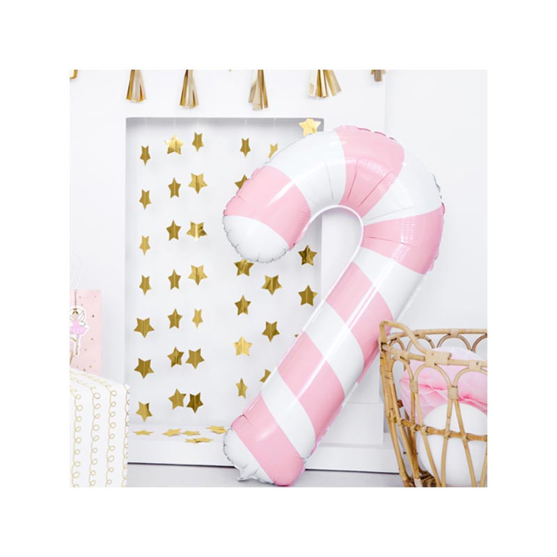 Grand Ballon Canne à Sucre Rose - Décoration Goûter de Noël