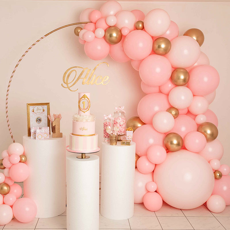 Arche De Ballon Princesse Dore Chrome Et Rose Clair Arche De Ballon Princesse Dore Chrome Et Rose Clair