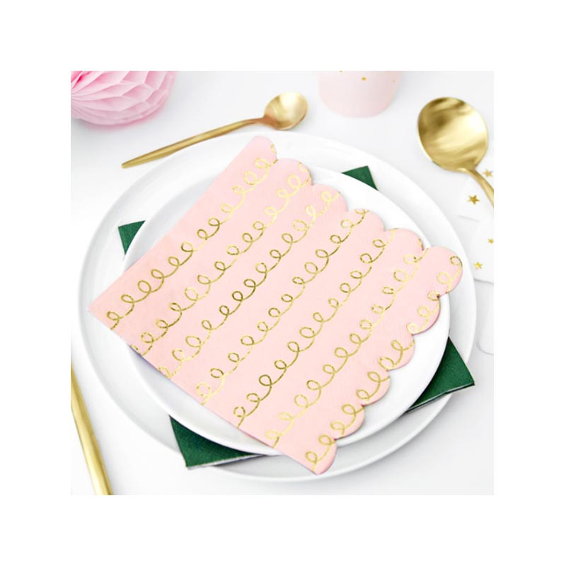 20 Serviettes A Pois Rose et Doré - Anniversaire pour Enfants