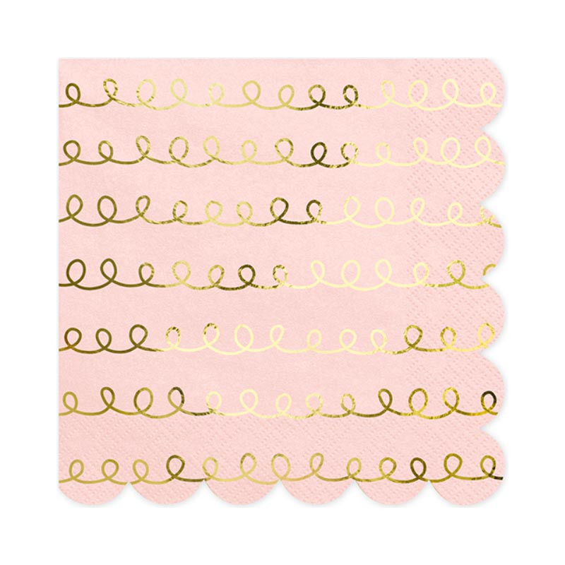 20 Serviettes A Pois Rose et Doré - Anniversaire pour Enfants