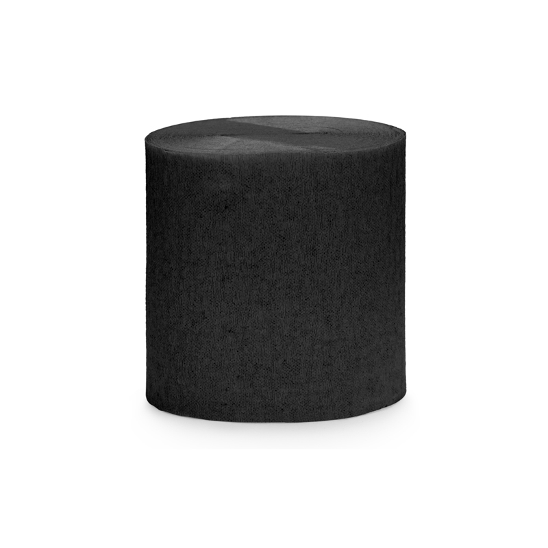 Serpentin Noir Uni Papier Crépon Décoration de Fête