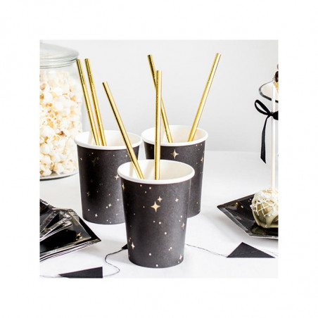 Gobelets en Papier Noir et Doré de Fête Gobelets en Papier Noir et Doré de Fête