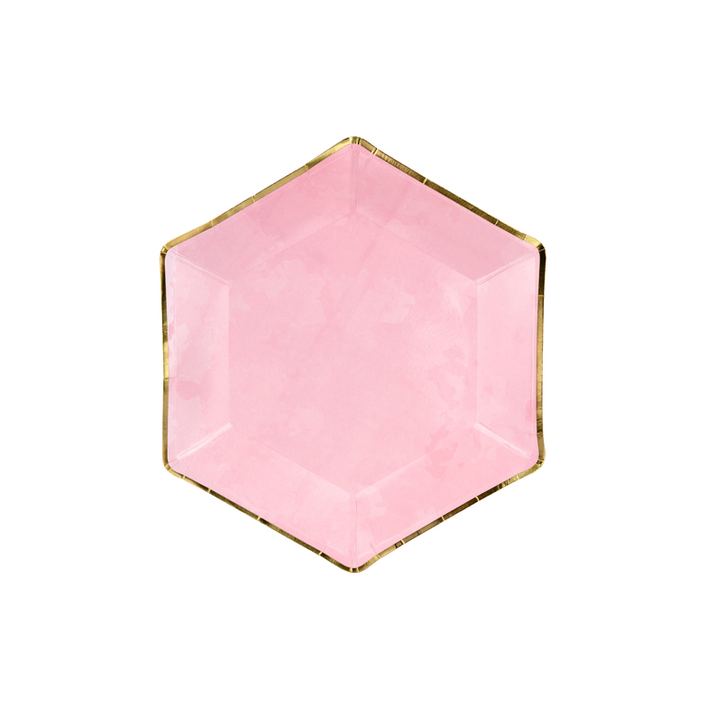 Petites Assiettes Rose Pastel Contours Dorés - Candy Party