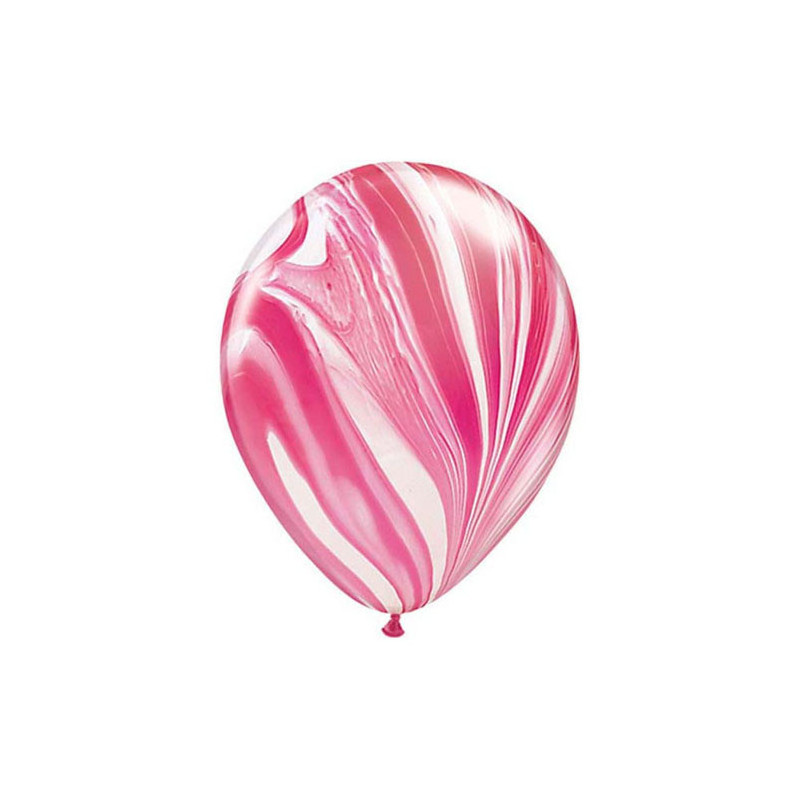 Ballons latex effet marbré rouge blanc - Décoration de fête