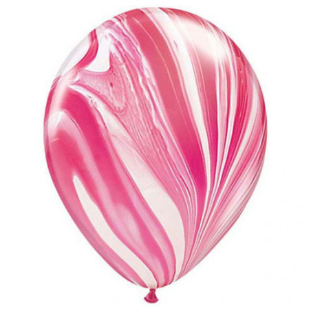 Ballons latex effet marbré rouge blanc - Décoration de fête