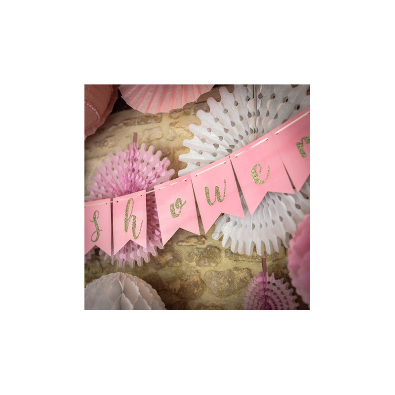 Banderole Baby Shower Rose Glitter Doré - Décoration