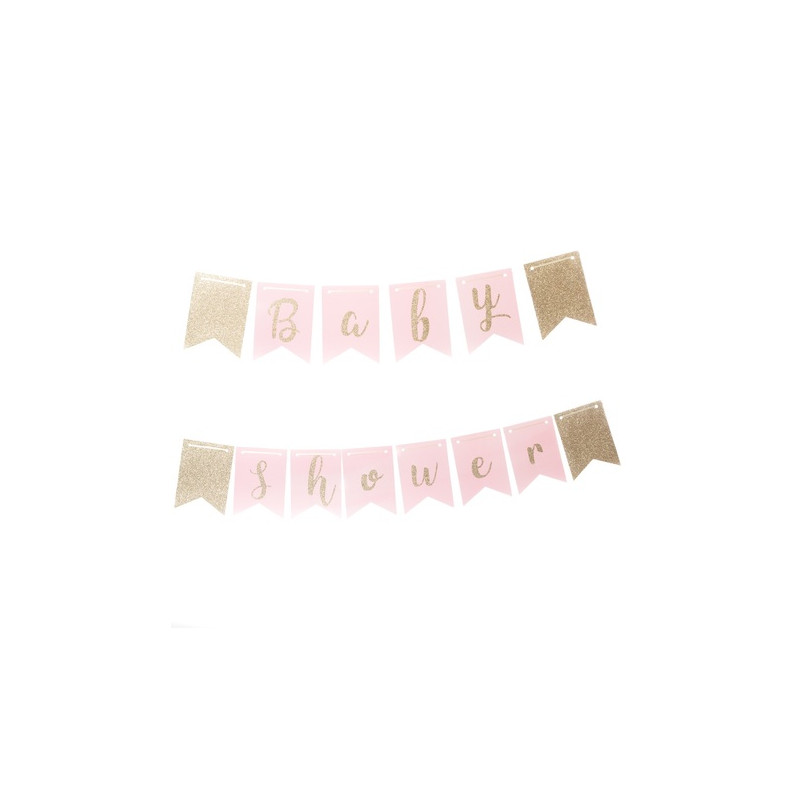 Banderole Baby Shower Rose Glitter Doré - Décoration