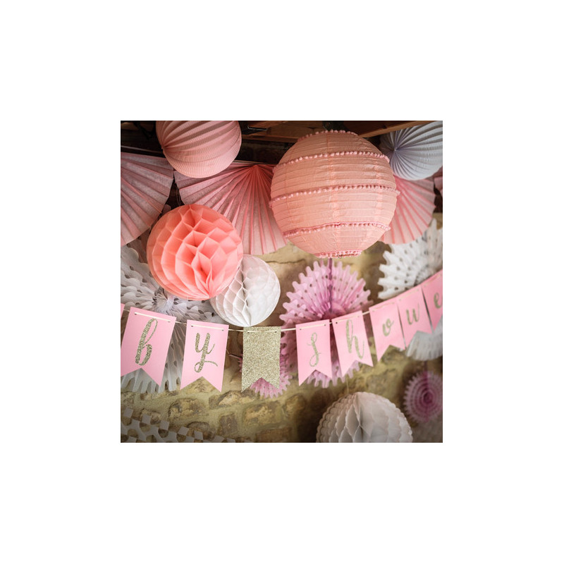 Banderole Baby Shower Rose Glitter Doré - Décoration