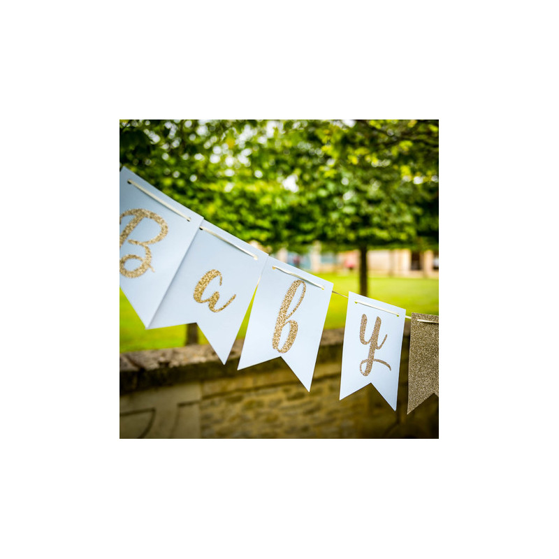 Banderole Baby Shower Bleu Glitter Doré - Décoration