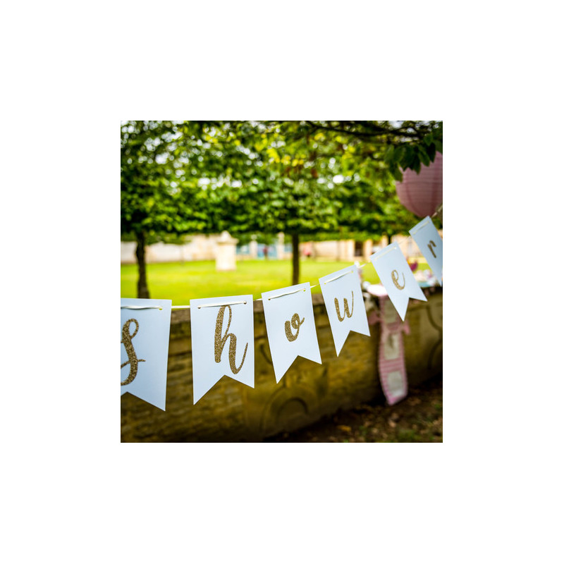 Banderole Baby Shower Bleu Glitter Doré - Décoration