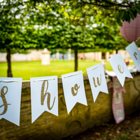 Banderole Baby Shower Bleu Glitter Doré - Décoration