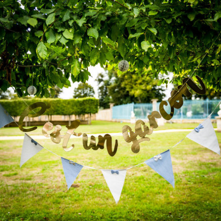 Banderole "C'est un garçon " dorée - Décoration Bébé Shower Naissance