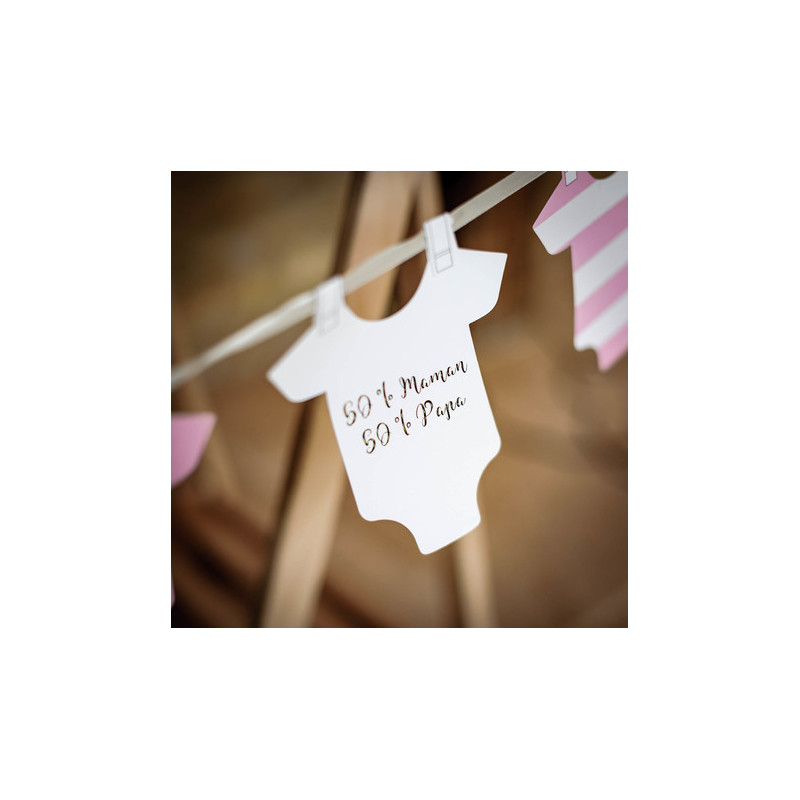 Banderole Fanions Body Bébé Rose et Doré - Décoration