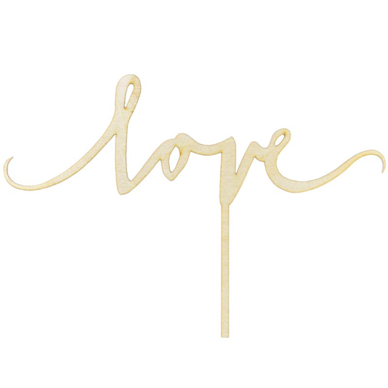 Topper Gâteau Pique en Bois Love Sweet Table