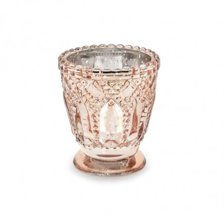 4 Bougeoirs en verre effet miroir rose gold cuivré - Décoration de table