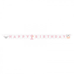 Ballon Fille Premier Anniversaire Bebe Rose Gris Ferme